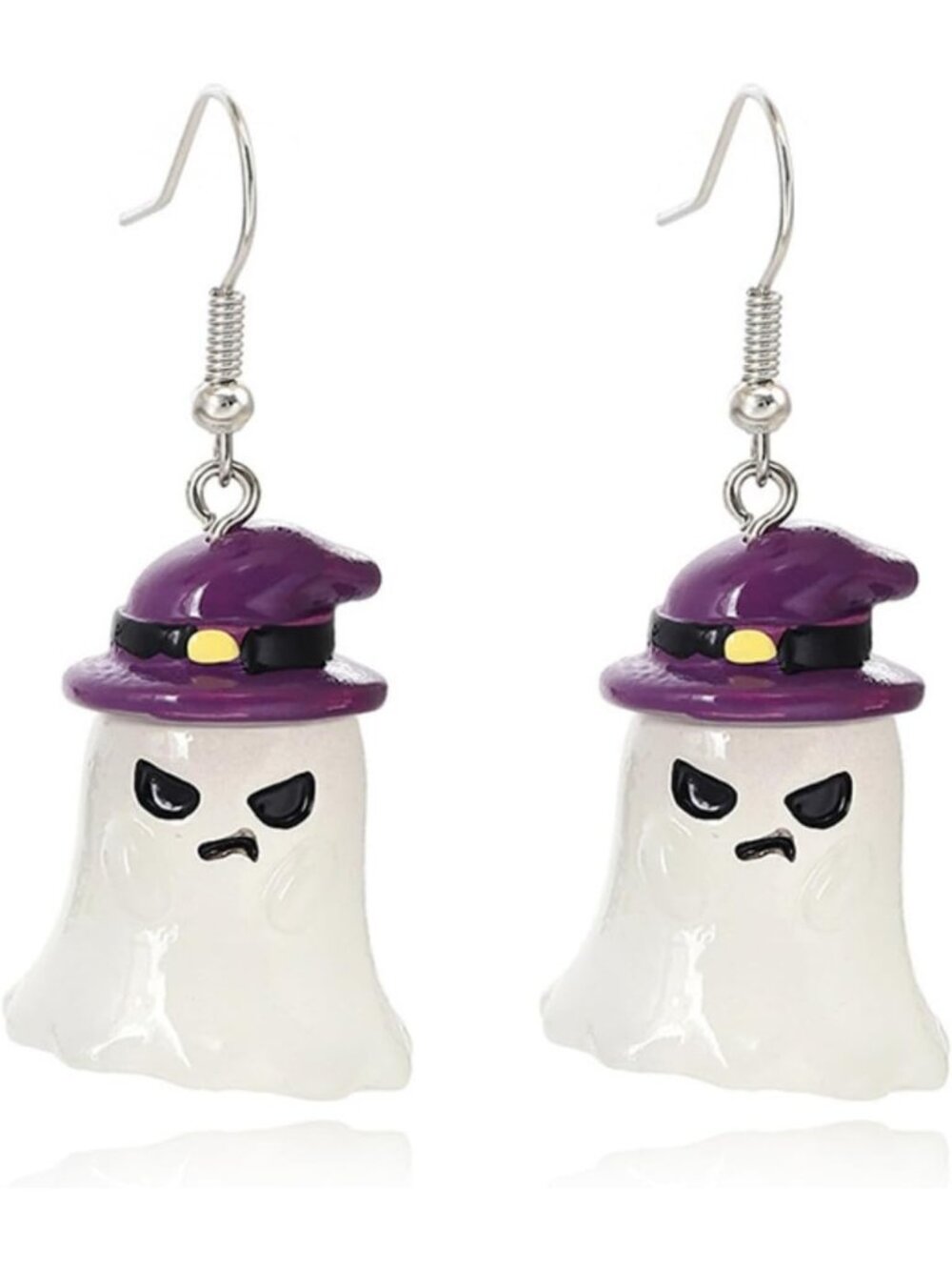 Women's Purple Cream Cute Ghost Tassel Halloween Costume Dangle Jewelry Earrings